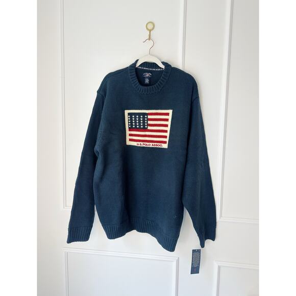 Polo Ralph Lauren Other - Polo by Ralph Lauren Navy Crewneck Sweater with American Flag Patch